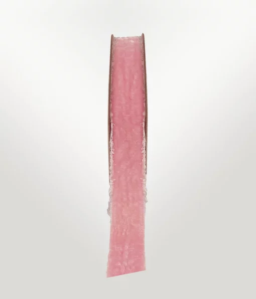 frayed edge velvet ribbon light pink